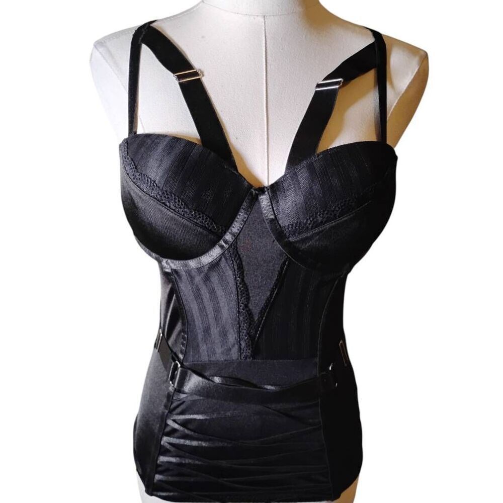 Spirit Black Strappy‎ Goth Bustier Size Medium NWT - Picture 2 of 6